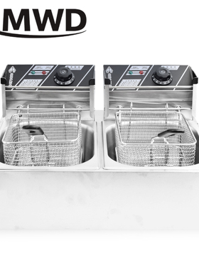 DMWD Commercial Double Oil Cylinder Electric Deep Fryer Fren