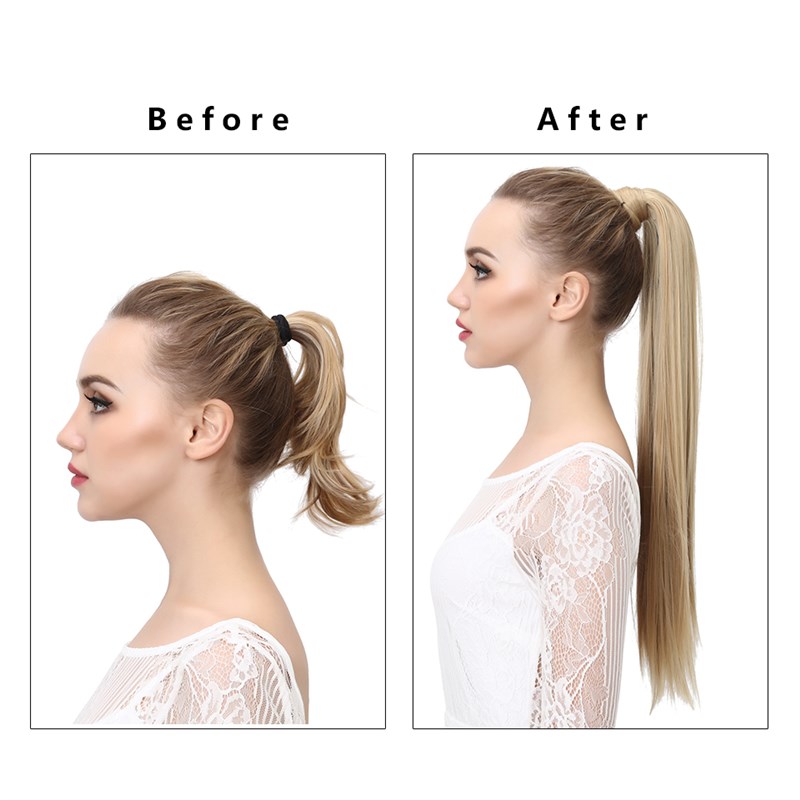 Synthetic Clip in tail Hair Extension Wig Straight Kinky Cur