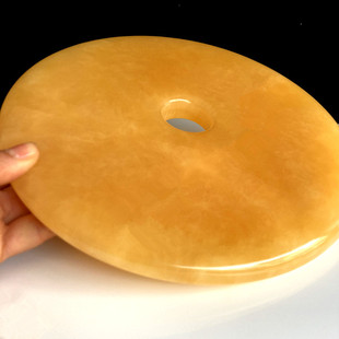 黄玉平安扣摆件中式家居客厅乔迁新居办公室装饰乔迁礼品天然玉石