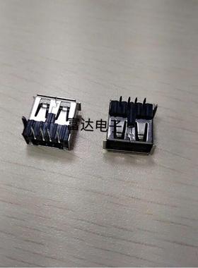 USBAF90度 USB母头插板式 黑胶芯 A母