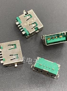 5PIN USB-A母座 OPPO VOOC快充 专用母座 绿色 沉板1.1 前插后贴