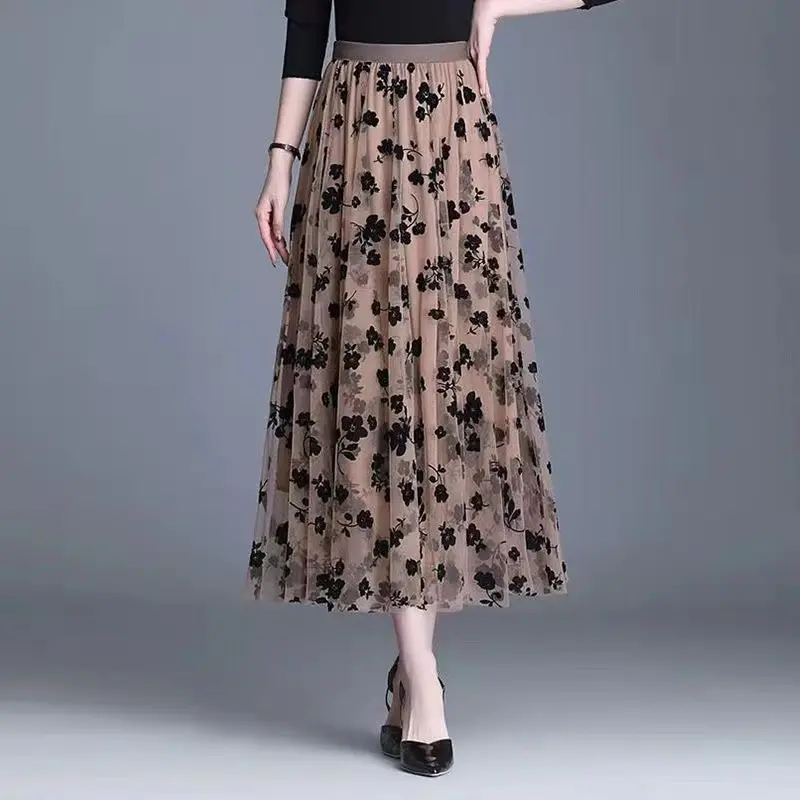 妈妈裙子气质高级感网纱半身裙女半身裙