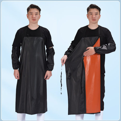 防水防油罩衣加长加厚厨房作服耐酸碱加长大水产家用男女皮围裙