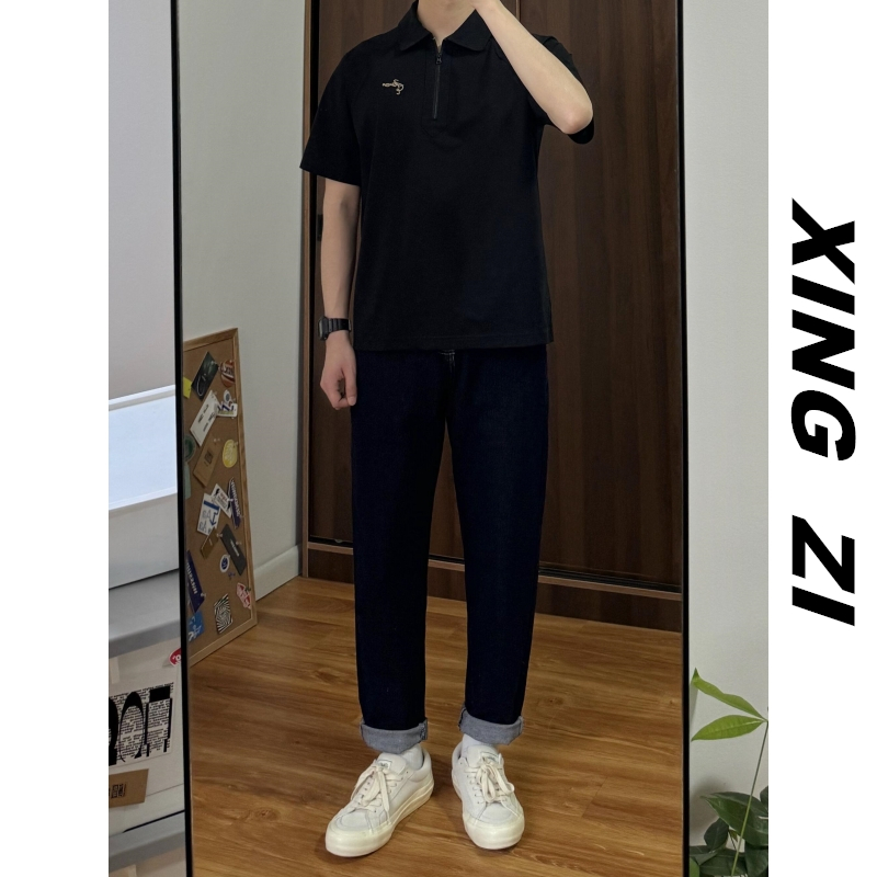 小个子九分裤牛仔裤男款夏季直筒修身百搭美式复古潮牌休闲长裤子