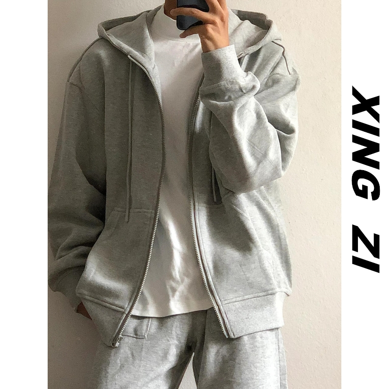 美式连帽开衫卫衣外套男款潮牌冬季重磅宽松休闲潮流百搭情侣帽衫