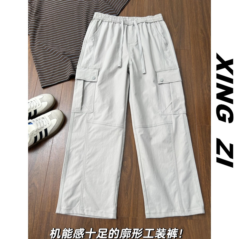 夏季日系工装阔腿百搭显瘦男长裤
