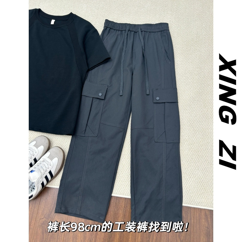 美式工装裤男款直筒宽松九分裤秋季潮流百搭日系复古休闲阔腿长裤