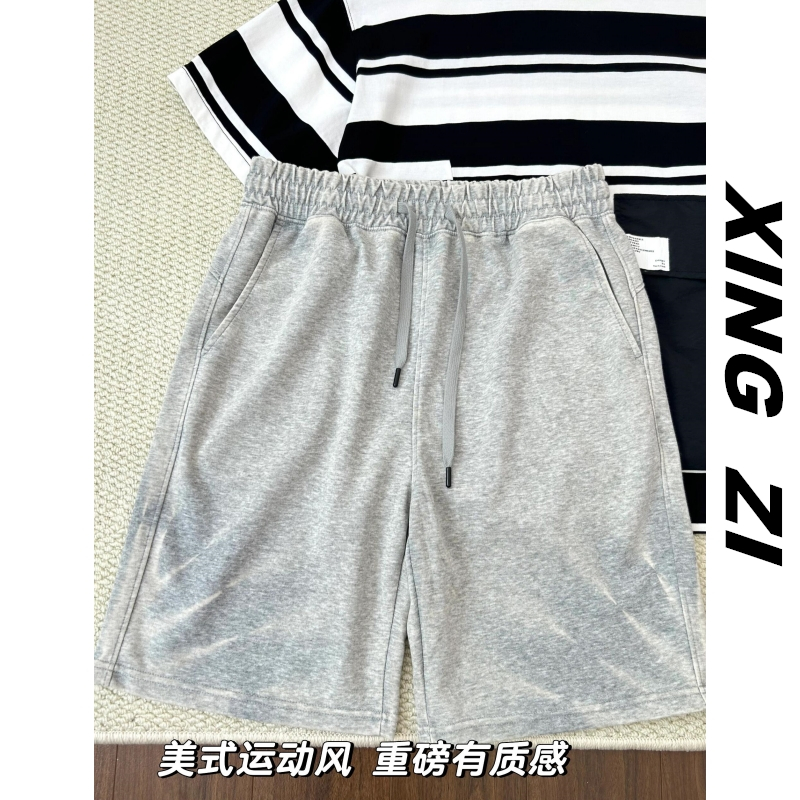 夏季短裤男直筒宽松潮流百搭重磅高品质休闲五分裤美式运动风裤子