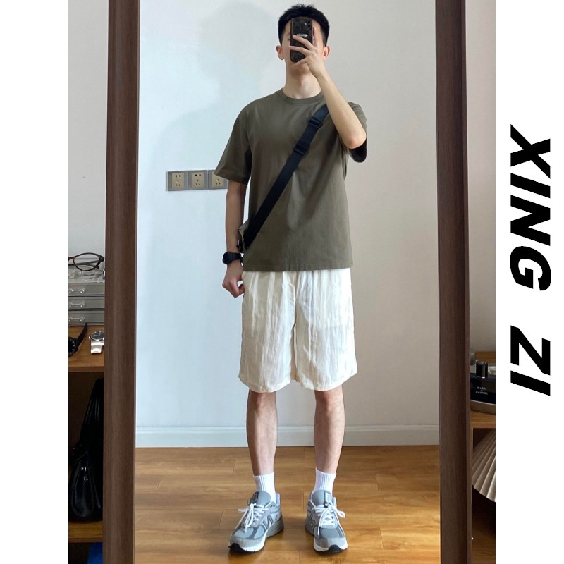天丝亚麻男夏季老钱风宽松短裤