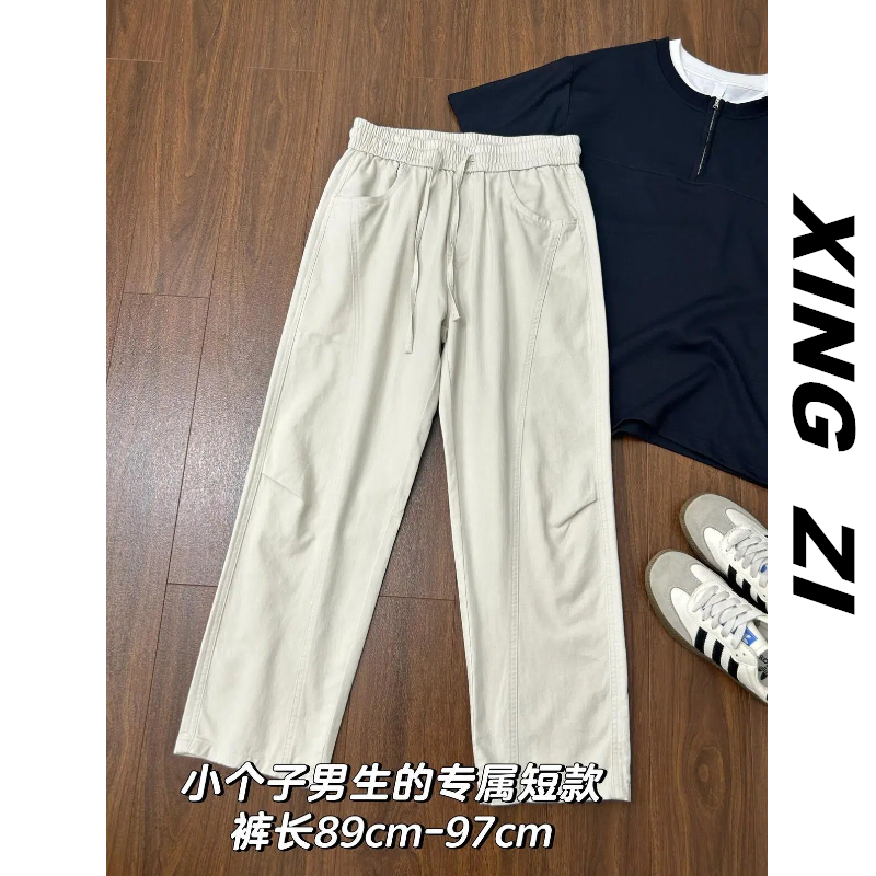 90裤长纯棉休闲裤男直筒宽松九分裤夏季薄款透气显高显瘦百搭裤子