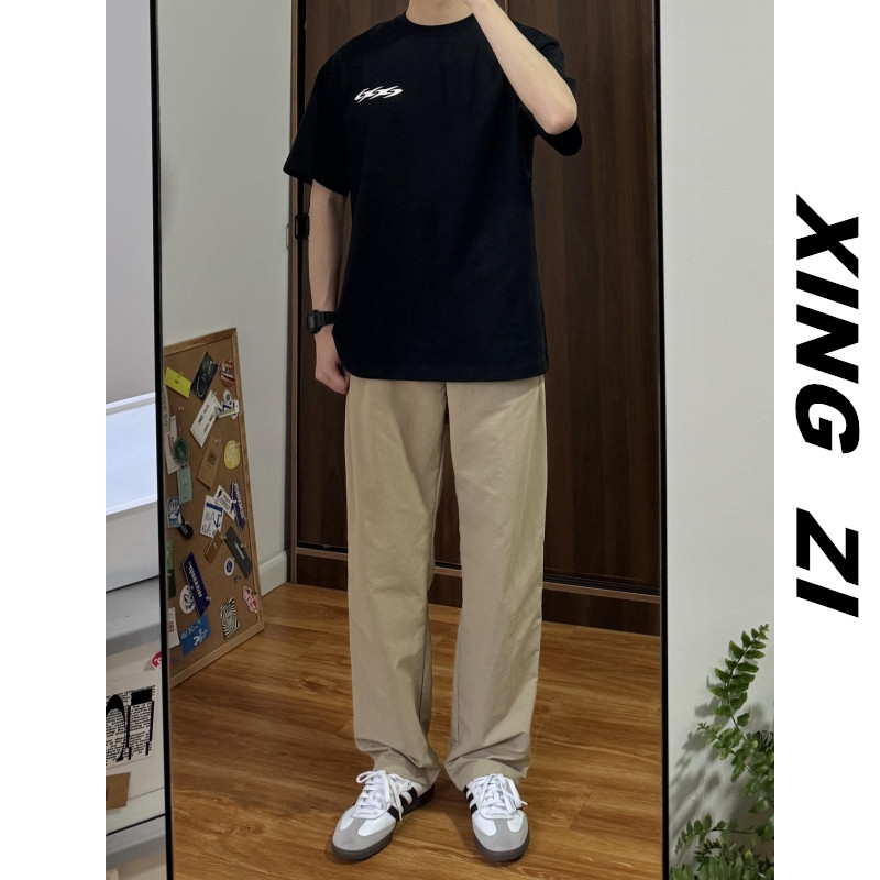 2025夏季休闲裤男薄款透气直筒宽松日系百搭潮牌时尚高品质长裤子