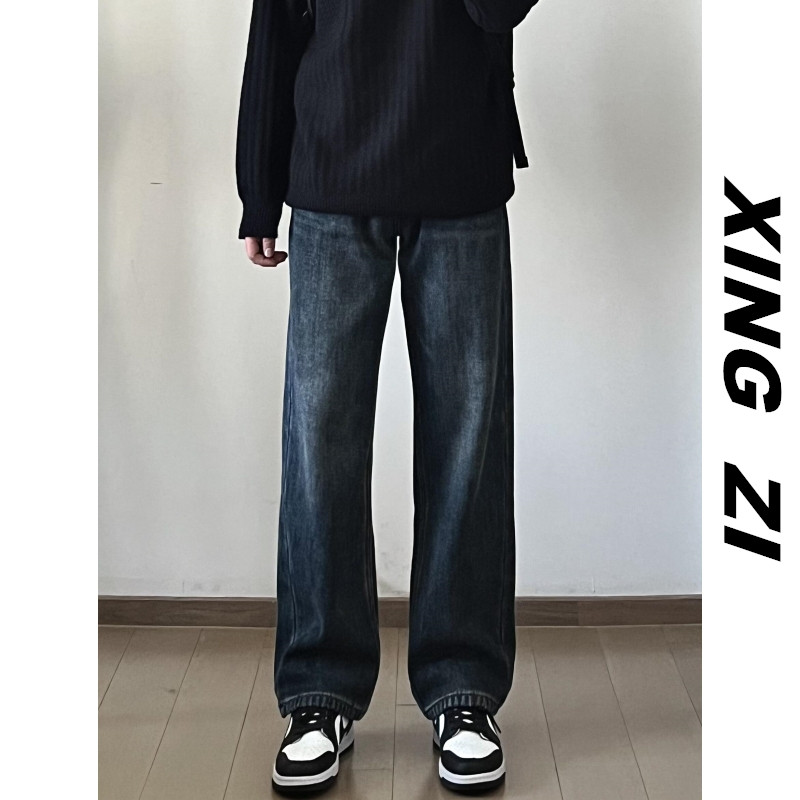 美式复古奥粒绒牛仔裤男款直筒宽松早春季潮流百搭高品质休闲长裤