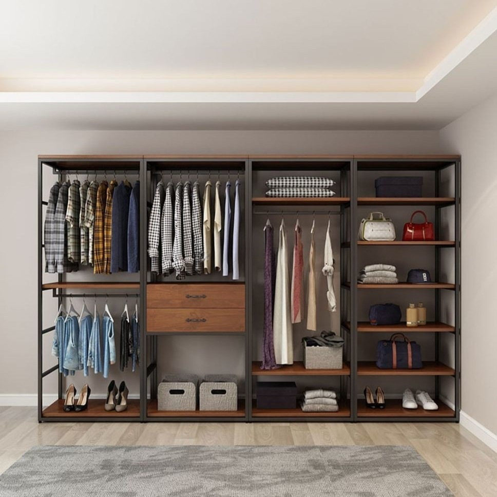 开放式衣柜衣帽架落地卧室衣架家用组合衣架收纳衣帽间鞋架置物架