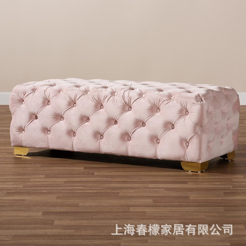 北欧轻奢长条拉扣穿鞋凳