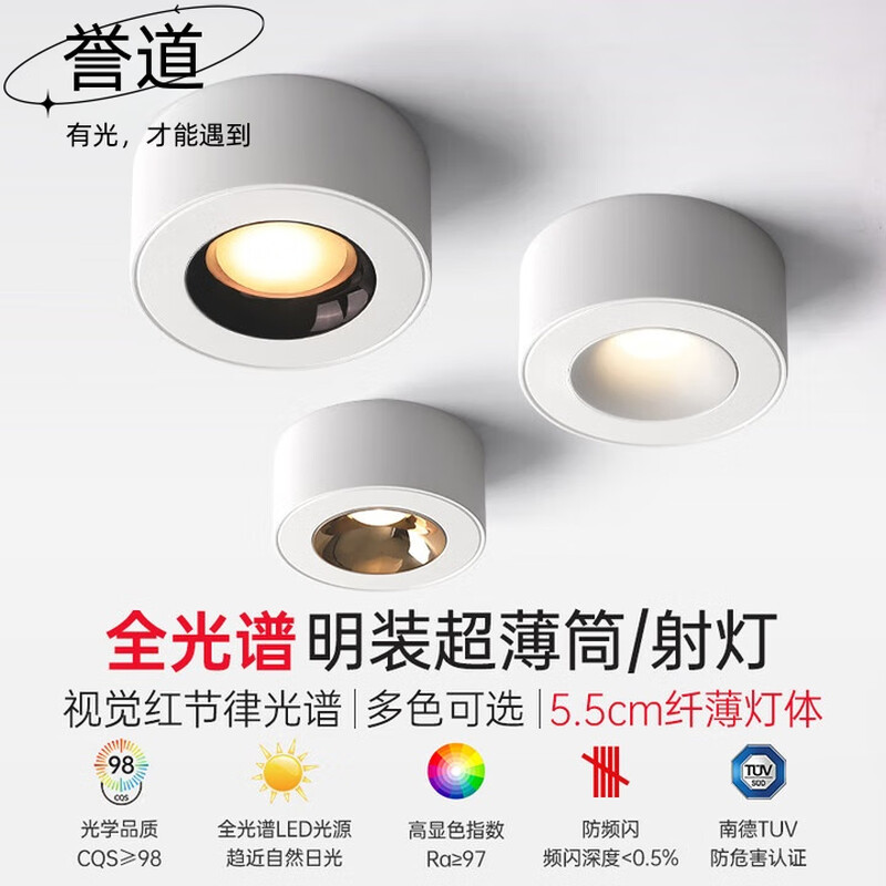誉道明装薄射灯过道玄关阳台无主灯薄斗胆灯圆形筒灯盒仔灯 -7w-3
