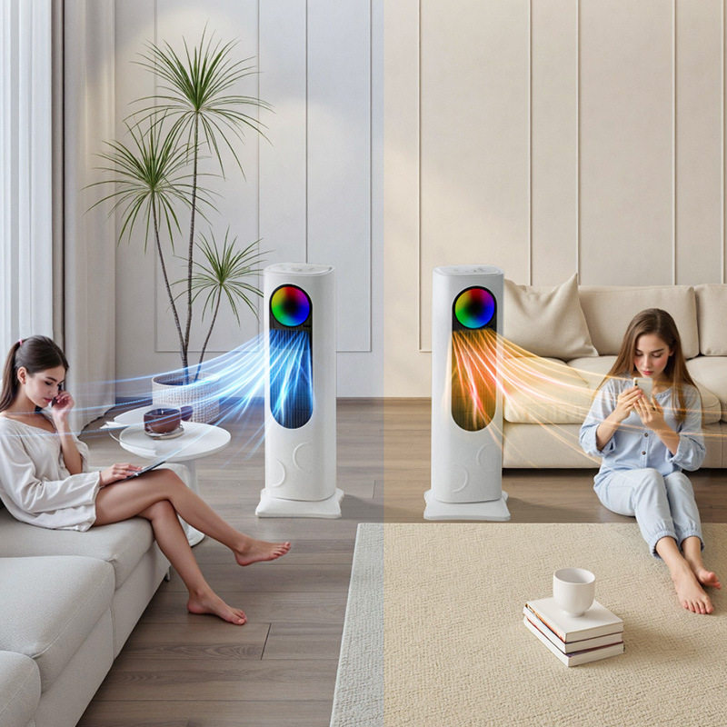 冷暖两用空调扇家用多功能节能暖风机立式可移动式冷风机风扇