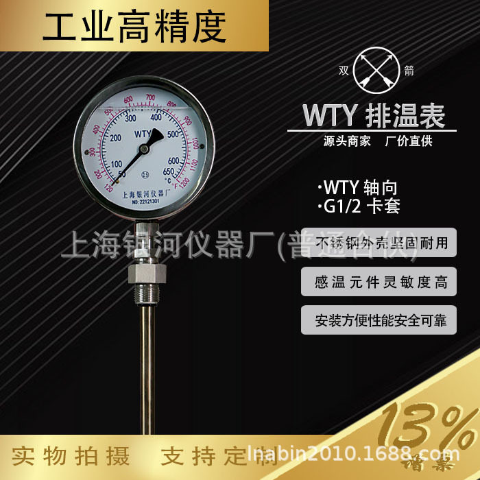 上海银河仪器厂 轴向径向 WTY排温表 50+650℃ 表面100