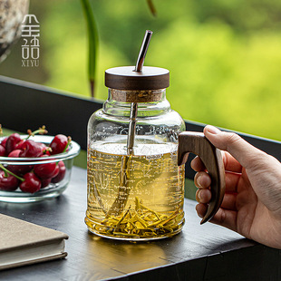 高硼硅玻璃小暖壶带盖家用办公室大容量养生闷茶泡茶壶水壶带吸管