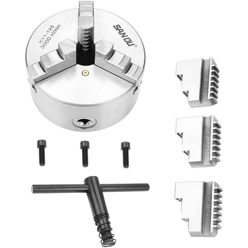 三爪自定心卡盘K11-1255英寸12.5cm车床夹头木工卡盘1Pcs125MM