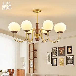 客厅吊灯法式中古风奶油风2026新款美式南洋风复古餐厅卧室魔豆灯
