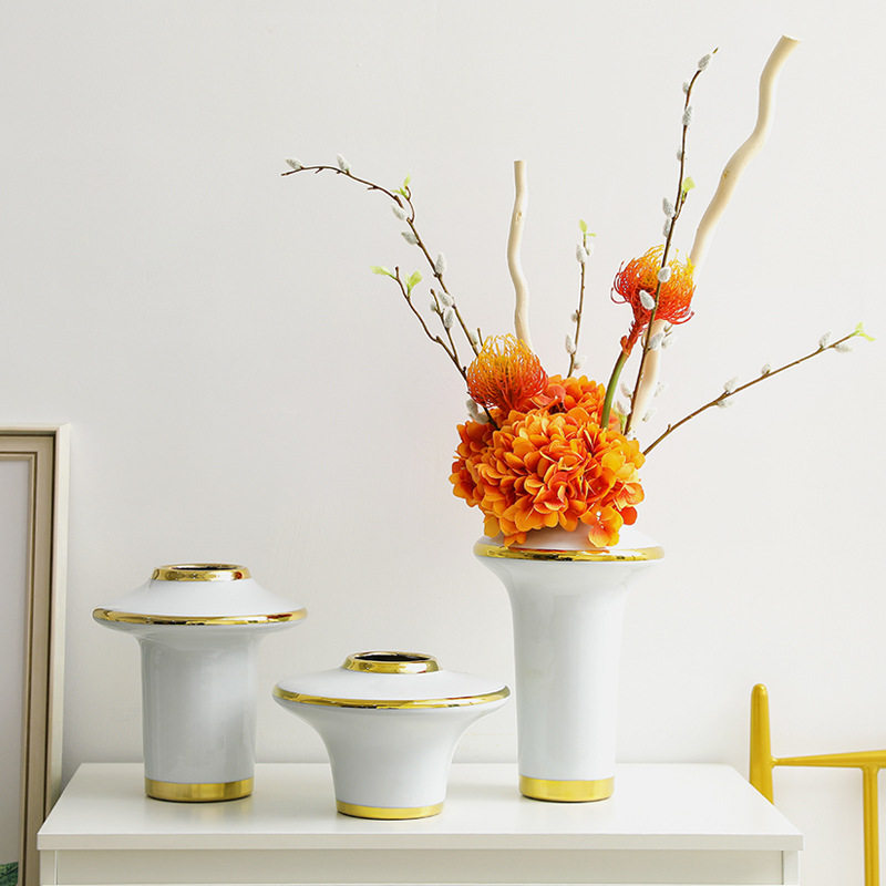 欧式镀金陶瓷花瓶客厅插花现代北欧餐桌电视柜陶瓷摆件家居装饰品,电子元器件市场,电线扎带/束线带,淘宝优惠券,粉丝福利购,淘宝优惠卷