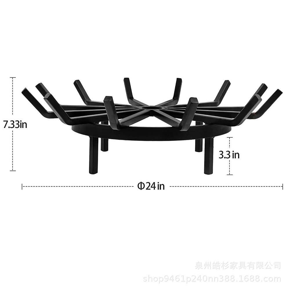圆形车轮柴火架 实心铁耐高温火炉架户外烤火架壁炉4角火柴架批发