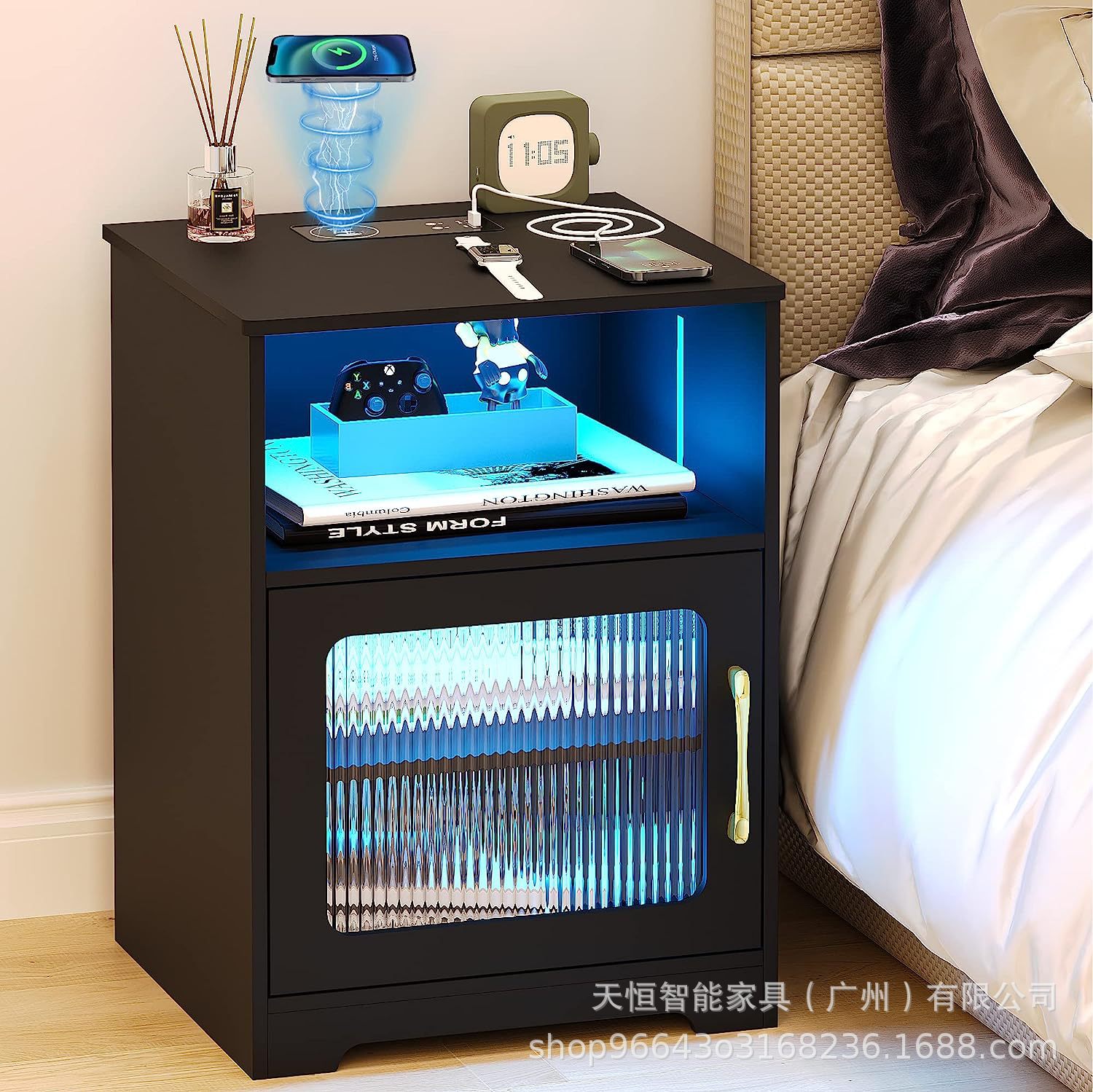 LED灯亚克力门床头柜可定制