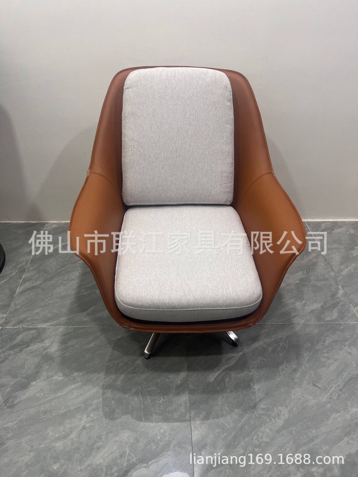 意式轻奢售楼处洽谈客厅阳台休闲单椅可旋转现代简约办公椅会客椅