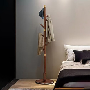 衣架轻奢高级卧室落地实木挂衣架办公室客厅衣帽架转角立式挂衣杆