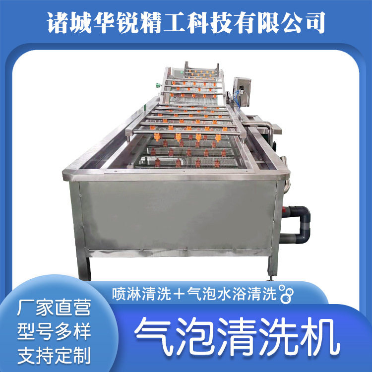 商用果蔬气泡清洗机小龙虾高压喷淋清洗线蔬菜去农残留洗菜机工厂