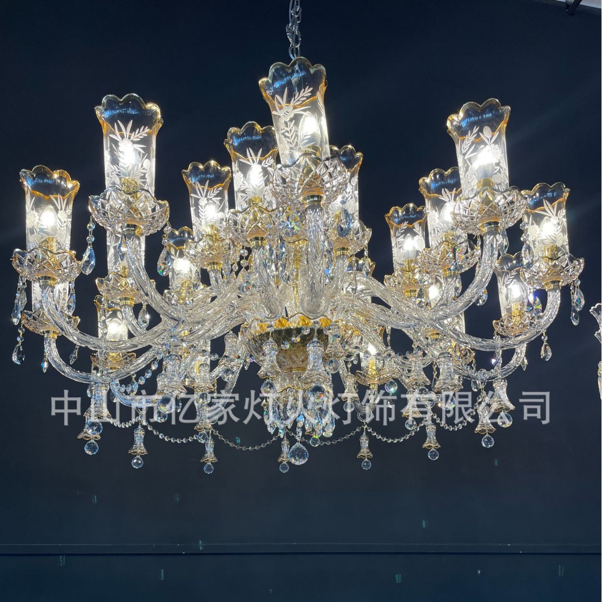 法式手工描金水晶吊灯非标酒店工程法式吊灯定制水晶灯工厂高奢吊
