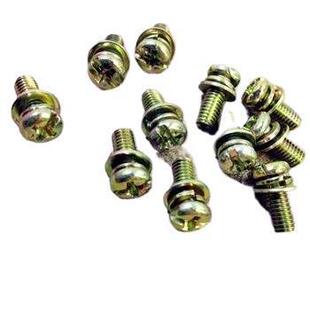 圆头三组合螺丝 彩锌十字盘头 带平弹组合螺丝钉M5M6M8 包邮