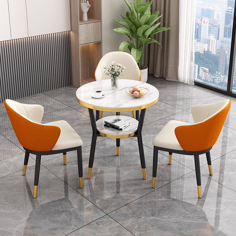 轻奢岩板洽谈桌椅办公休闲会客洽谈桌椅咖啡简约阳台桌椅餐桌