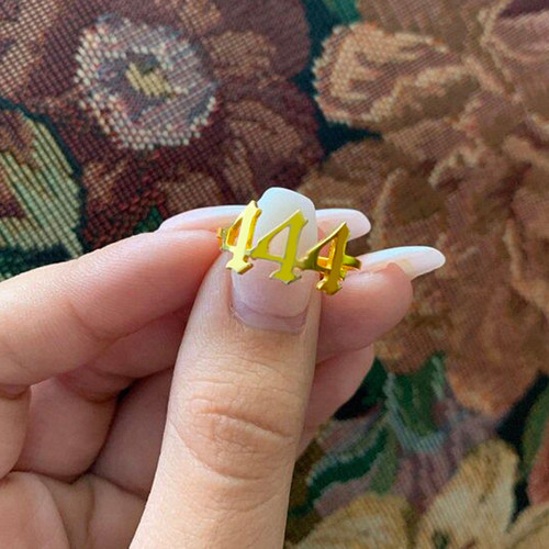 Angel Number Rings for Women Men Stainless Steel 444 777 Rin