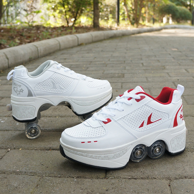 Deformation Shoes Double Row Double-Wheel Casual Roller Shoe