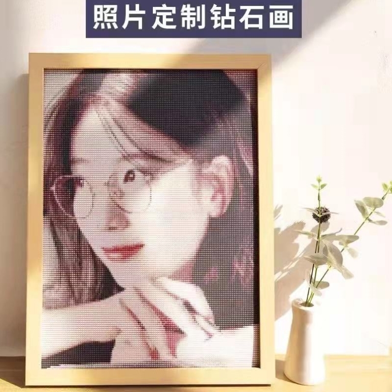 圆形钻石DIY钻石画照片定制5D私人定制马赛克家居装饰画图片
