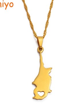 Anniyo Cyprus Country Map Pendant Necklaces Gold Color Jewe