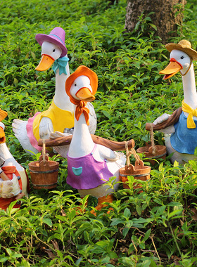 庭院装饰仿真动物鹅摆件树脂工艺品花园鸭子雕塑别墅门店园林小品