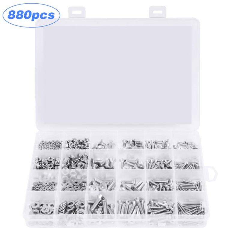 M2 M3 M4 M5 880Pcs 304 Stainless Steel Countersunk Head Hexa
