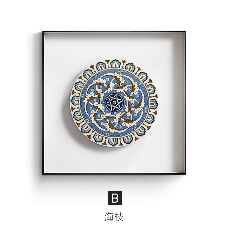 现货锦簇 新中式客厅装饰画青花瓷图案玄关挂画中国风书房正方形图片