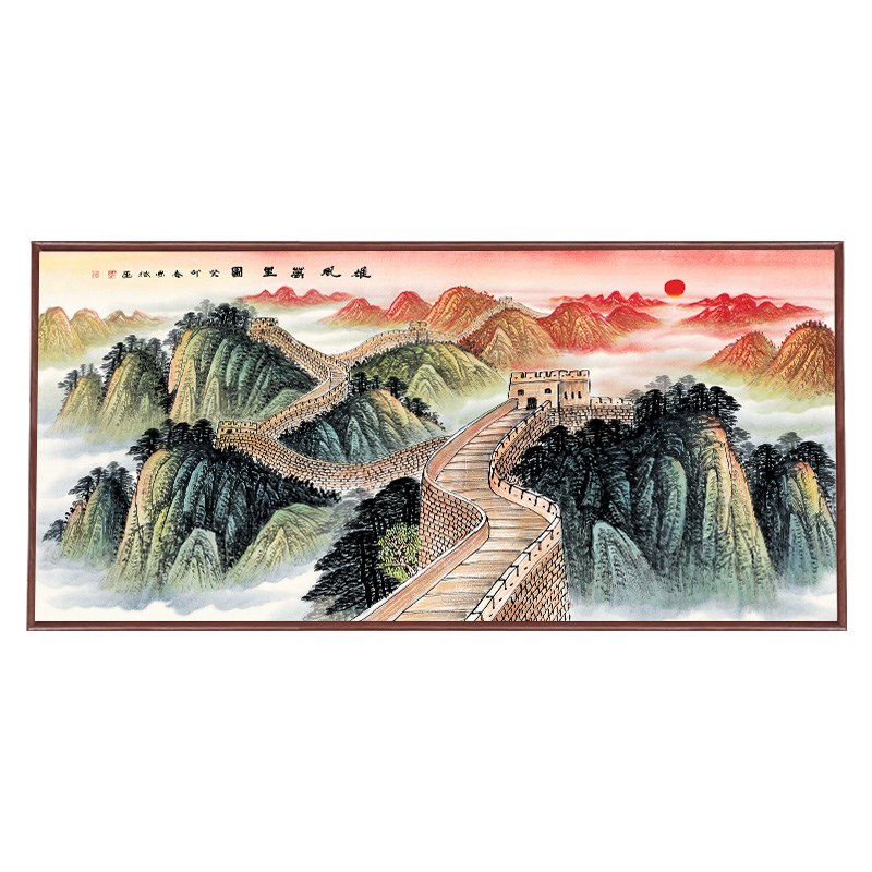 现货65 中式沙发背景墙画客厅装饰画方形平面单幅雄风里85175图片