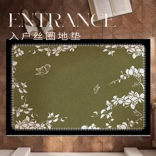 新中式绿色地垫入户门垫2025蛇年丝圈进门脚垫大门外入门高级地毯