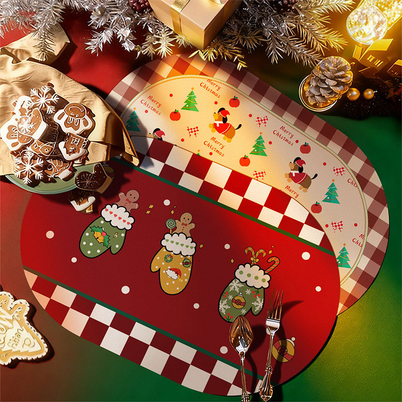 圣诞餐垫防水防油桌垫卡通节日氛围感隔热垫喜庆防烫耐高温桌面垫,居家布艺,餐垫,淘宝优惠券,粉丝福利购,淘宝优惠卷