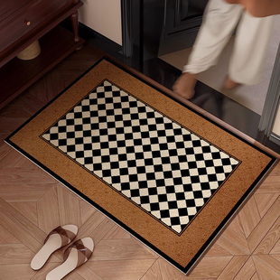 丝圈PVC入户门地垫玄关家用门垫门口地毯复古风耐脏免洗防滑脚垫
