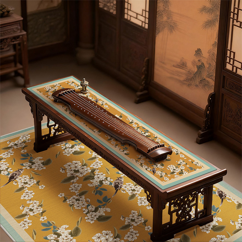新中式琴桌桌布隔音减震防滑长条桌垫古琴桌旗古筝架琴顶防尘盖垫