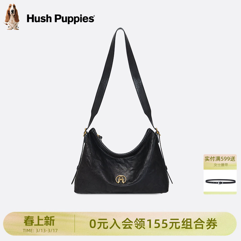 暇步士女包2026新款植鞣羊皮hobo包大容量腋下单肩斜挎包女通勤包