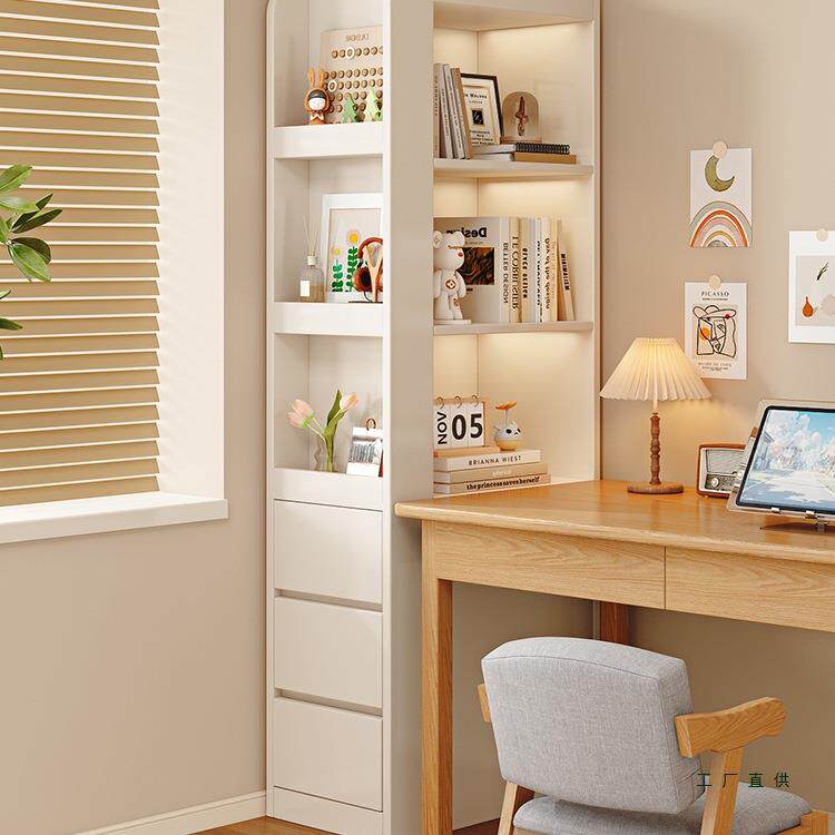 实木转角书柜储物柜一体夹缝角柜书架置物架转角柜墙角柜侧边柜子