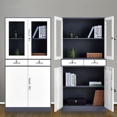 窄边拆装铁皮柜文件柜办公资料玻璃档案柜加厚凭证柜更衣柜收纳