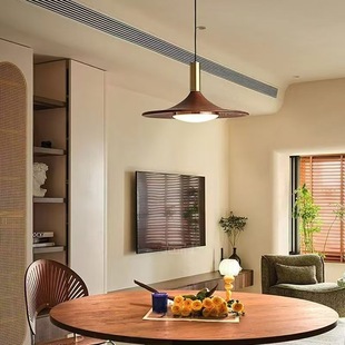 日式餐厅吊灯简约飞碟吧台吊灯胡桃木创意卧室床头吊灯