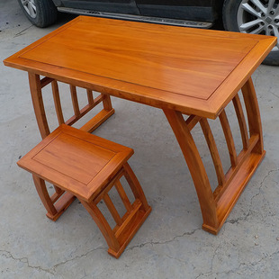 书法桌书画桌双层学生国学桌实木茶艺培训国学课桌  幼儿园课桌椅